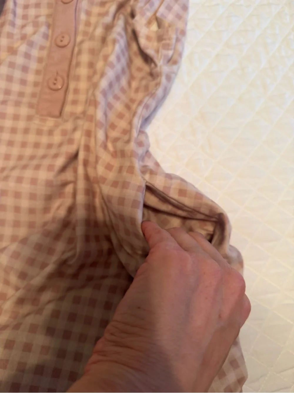 SweetHoney Mauve Gingham Ruffle Hem Nightgown